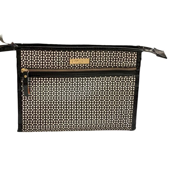 Mor Black & White Geometric Pattern Zip-Up Makeup Bag - Picture 1 of 7